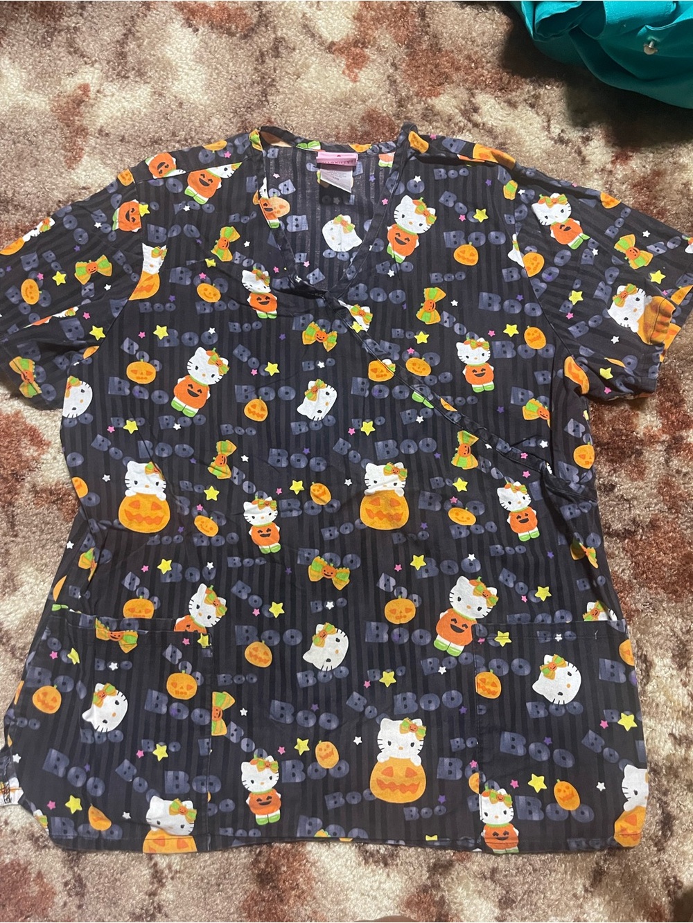 Scrub Top Hello Kitty Halloween womens size L cotton